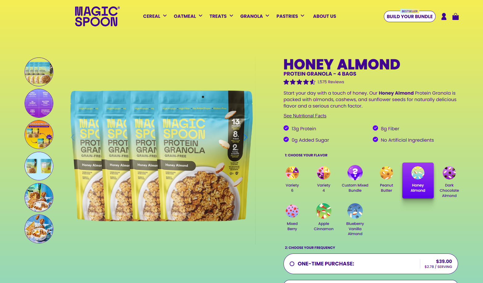 Magic Spoon Honey Almond Protein Granola public product page